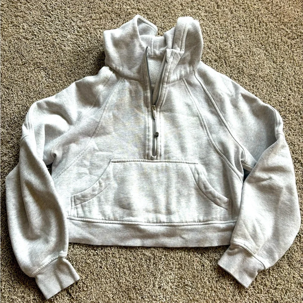 lululemon athletica Pale Gray Half-Zip Cropped Hoodie